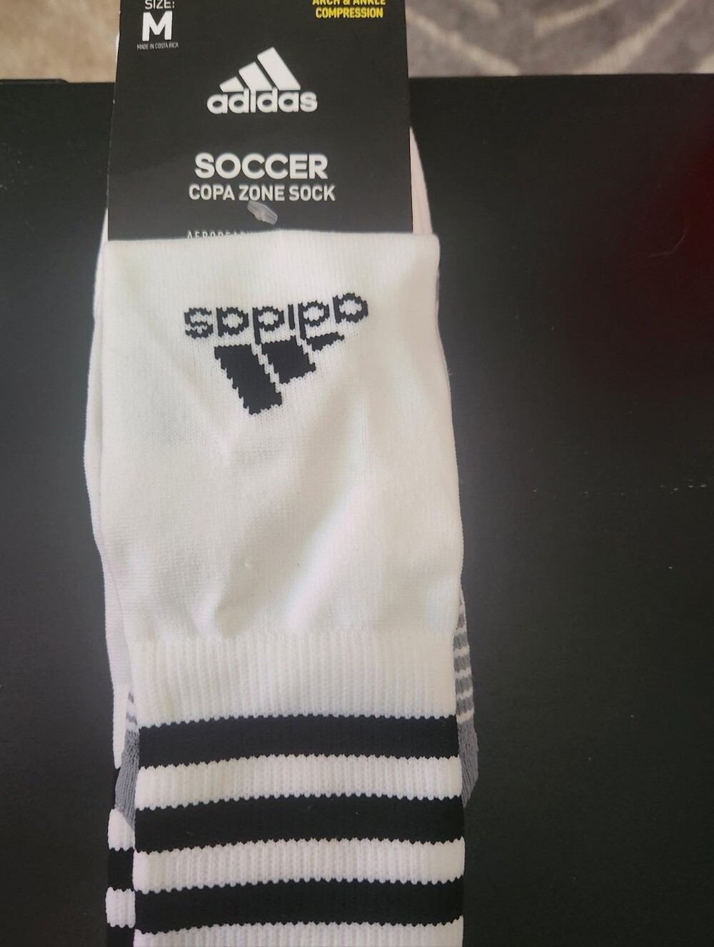 ADIDAS COPA ZONE SOCCER Men’s White Crew Cushion Socks – Medium